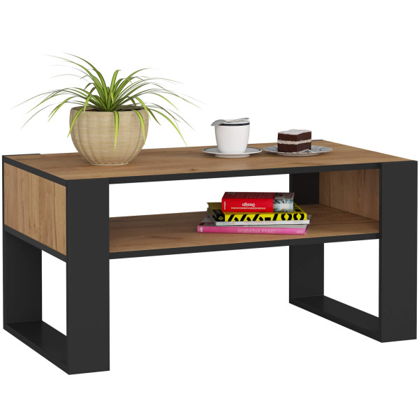 Stolik kawowy AKORD DOMI Dąb Craft 92 cm Czarny 92x53x45 cm 303362