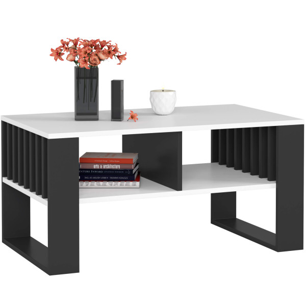 Stolik kawowy AKORD ROCKFORD Biały, Czarne nogi 92x53x45 cm 608854