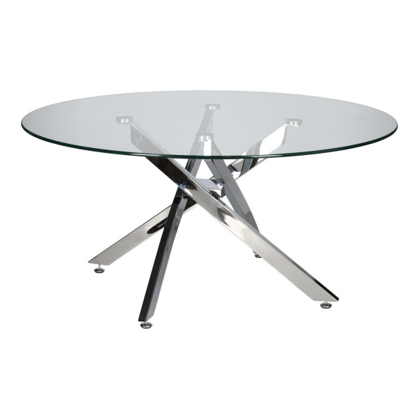 STOLIK KAWOWY Amber okrągły 90cm SZKŁO HARTOWANE nogi chrom 521005
