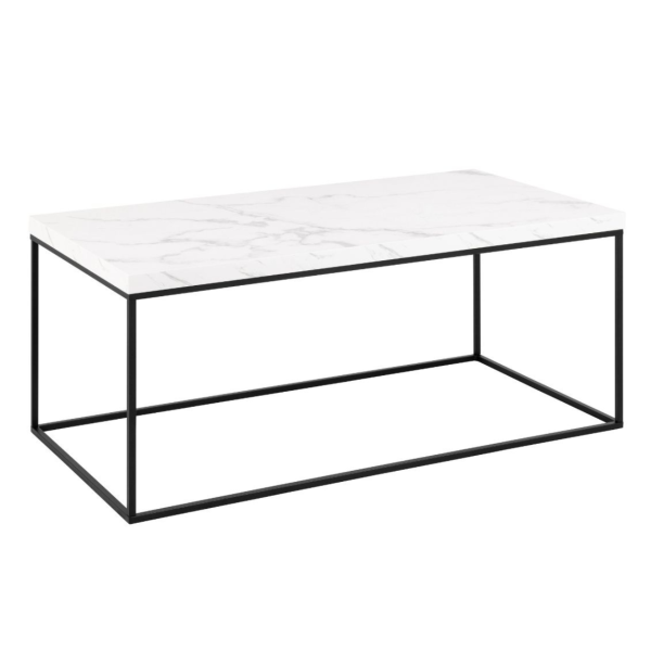 Stolik kawowy Barossa imitacja białego marmuru prostokątny 110 cm 859619