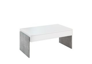 Stolik kawowy biały, dekor betonu 100x60 cm ZHARA stoliczek z półką 260028