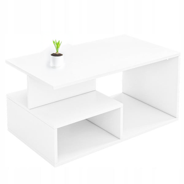 Stolik kawowy biały nowoczesny z półką loft 90 cm 966101