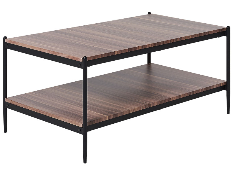Stolik kawowy ciemne drewno z czarnym 100 x 52 cm 63254