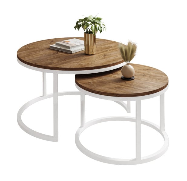 Stolik kawowy CIRI 2w1 80/60 biały/dąb stirling 142429