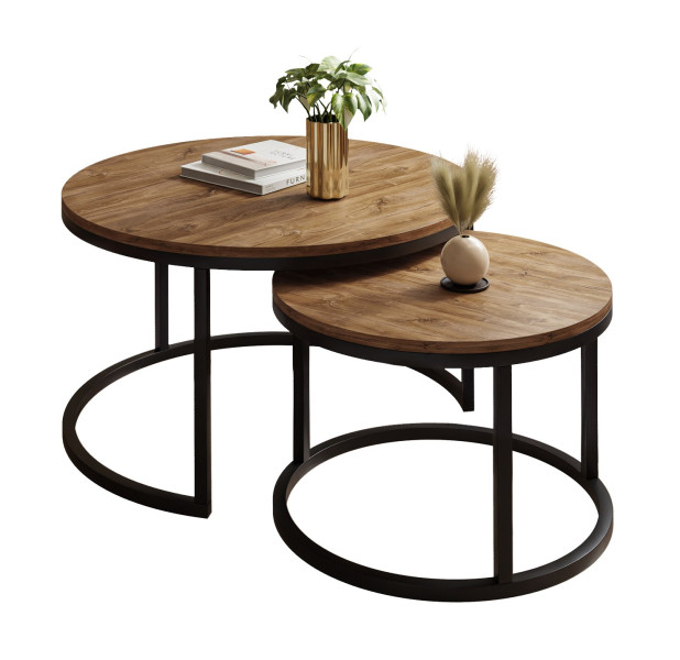 Stolik kawowy CIRI 2w1 80/60 czarny/dąb stirling 142434