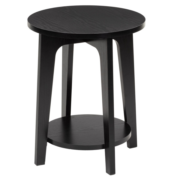 Stolik kawowy czarny 40 cm okrągły z półką, do salonu, sypialni 939819