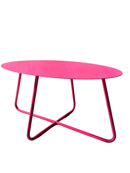 Stolik Kawowy, Design, Metalowa Konstrukcja, Różowy OVAL 230688