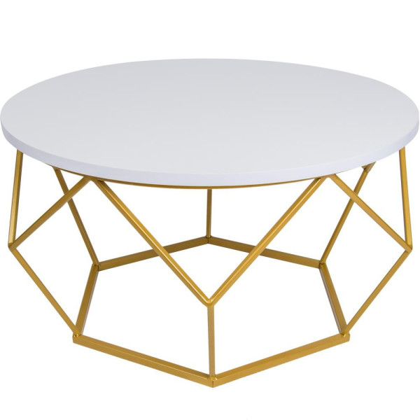 Stolik kawowy Diamond 70 cm złoto biały GLAM 87016