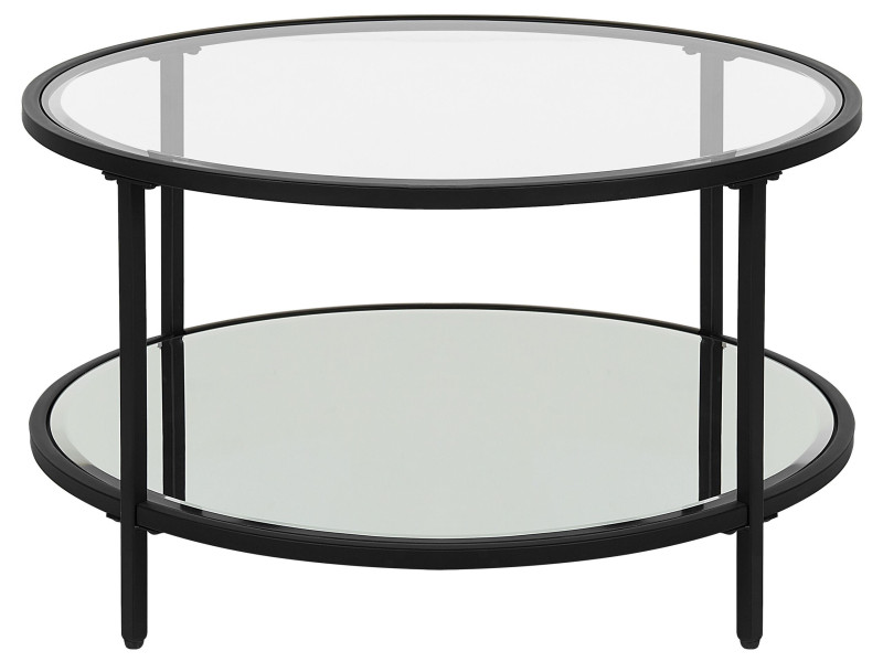 Stolik kawowy do salonu ø 70 cm szkło metal czarny 63283
