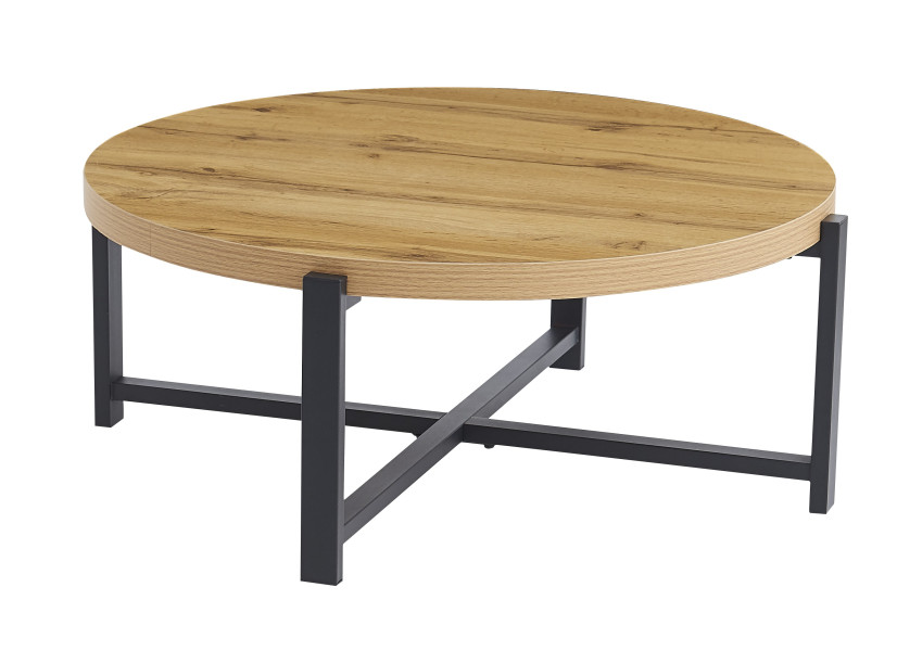 Stolik kawowy do salonu nowoczesny industrialny okrągły fi 80 cm Nexus dąb 994708