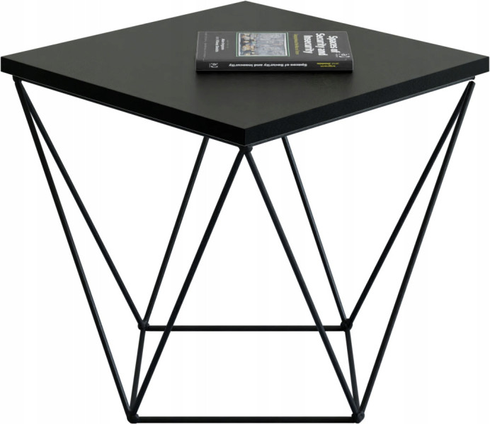 Stolik Kawowy Druciany Kwadratowy Loft Industrial Czarny+Czarny MiniPearl 847834