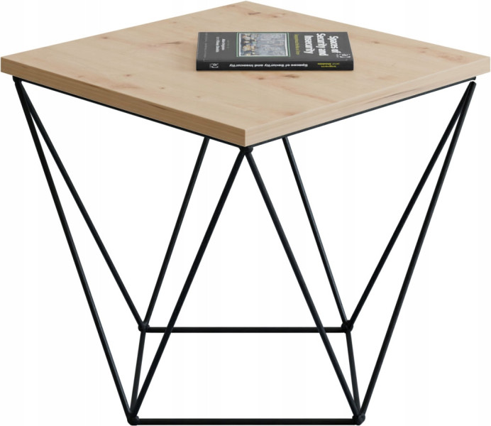 Stolik Kawowy Druciany Kwadratowy Loft Industrial Czarny+Dąb Artisan 946540