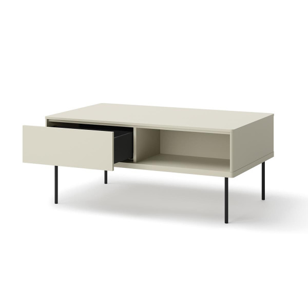 Stolik kawowy ELIRO kaszmirowy z szufladami i półkami do salonu 110x67 cm 713233