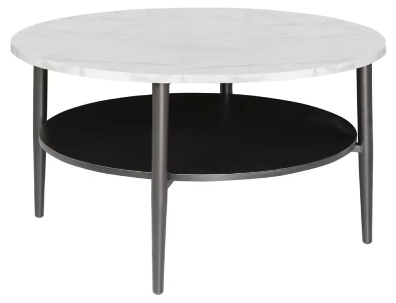 Stolik kawowy ELLA A 80x80 biały marmur/ czarny 840853