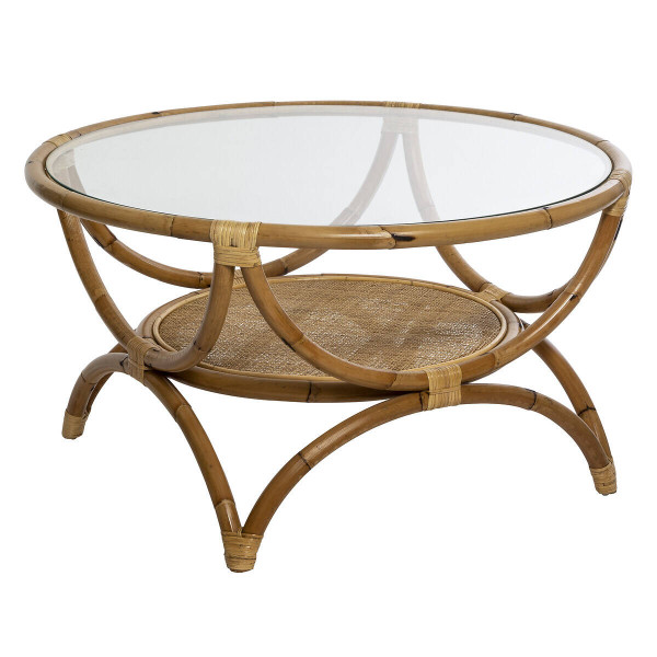 Stolik kawowy FARAH, rattanowy, szklany blat, Ø 90 cm 126826
