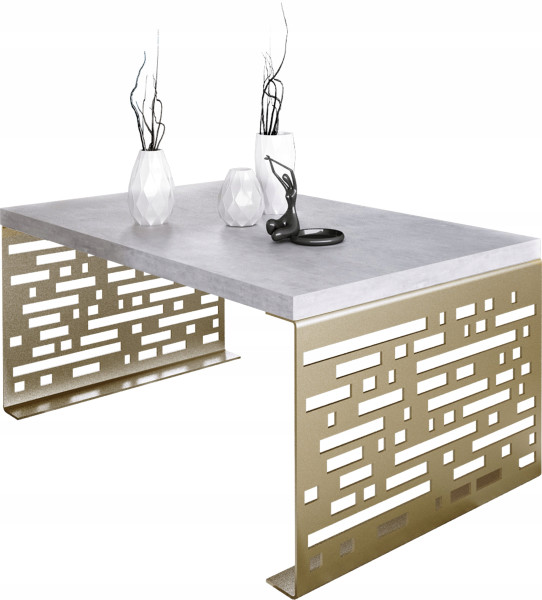 Stolik kawowy Kafelki Nowoczesna Ława Loft Metal Złoty+Beton Jasny 917108
