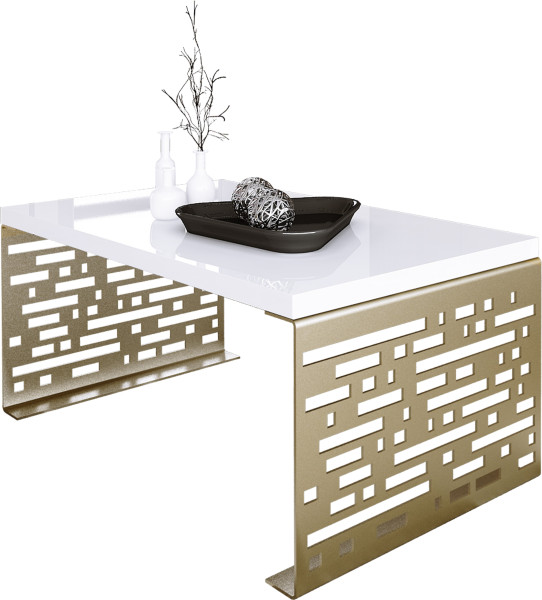 Stolik kawowy Kafelki Nowoczesna Ława Loft Metal Złoty+Biały Połysk 917115