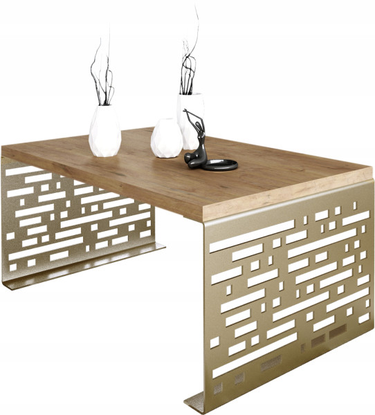 Stolik kawowy Kafelki Nowoczesna Ława Loft Metal Złoty+Dąb Lancelot 917123