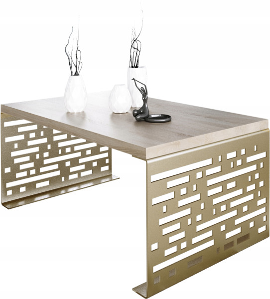 Stolik kawowy Kafelki Nowoczesna Ława Loft Metal Złoty+Dąb Sonoma 917144