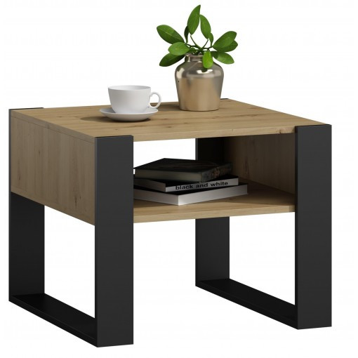 Stolik kawowy Kaja kwadrat dąb artisan/czarny 643160
