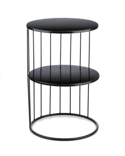 Stolik kawowy Kobu czarny 2 poziomy okrągły loft do salonu 383239