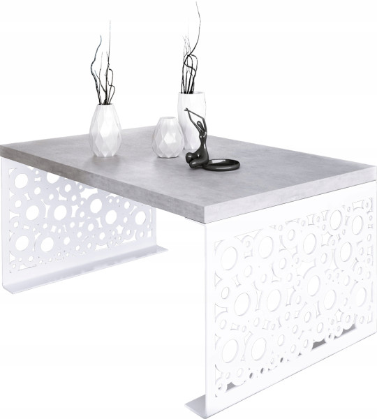Stolik kawowy Koła Nowoczesna Ława Loft Metal Biały+Beton Jasny 917136