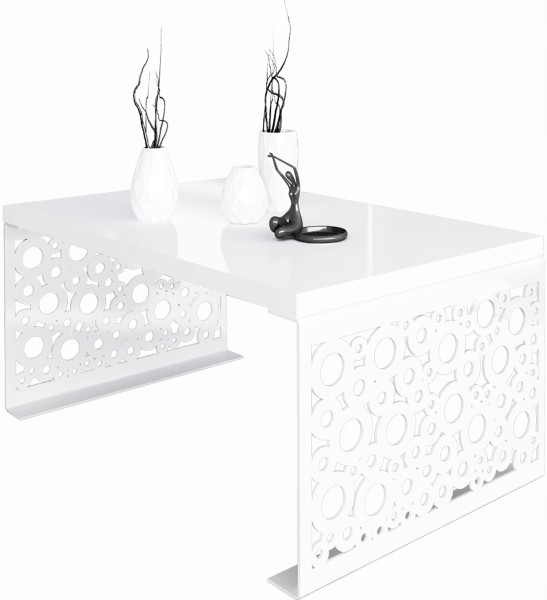 Stolik kawowy Koła Nowoczesna Ława Loft Metal Biały+Biały Połysk 917143