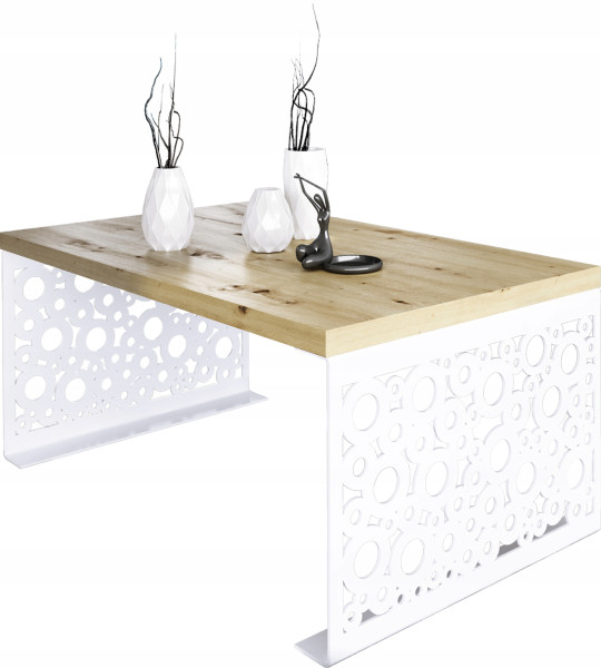 Stolik kawowy Koła Nowoczesna Ława Loft Metal Biały+Dąb Artisan 917132