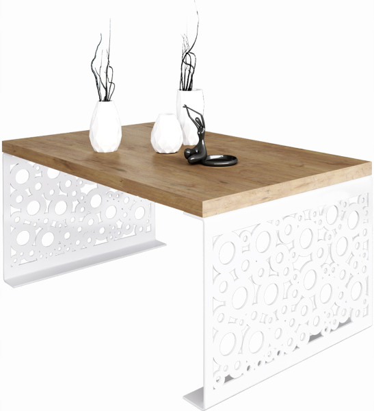 Stolik kawowy Koła Nowoczesna Ława Loft Metal Biały+Dąb Lancelot 917120