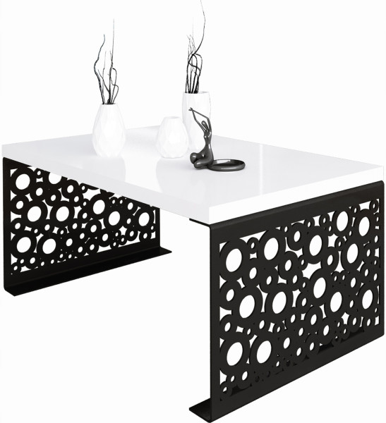 Stolik kawowy Koła Nowoczesna Ława Loft Metal Czarny+Biały Połysk 917148