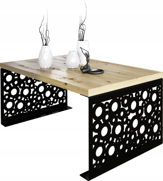 Stolik kawowy Koła Nowoczesna Ława Loft Metal Czarny+Dąb Artisan 917111