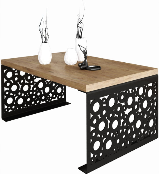 Stolik kawowy Koła Nowoczesna Ława Loft Metal Czarny+Dąb Lancelot 917145