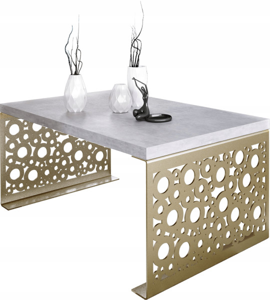 Stolik kawowy Koła Nowoczesna Ława Loft Metal Złoty+Beton Jasny 917130