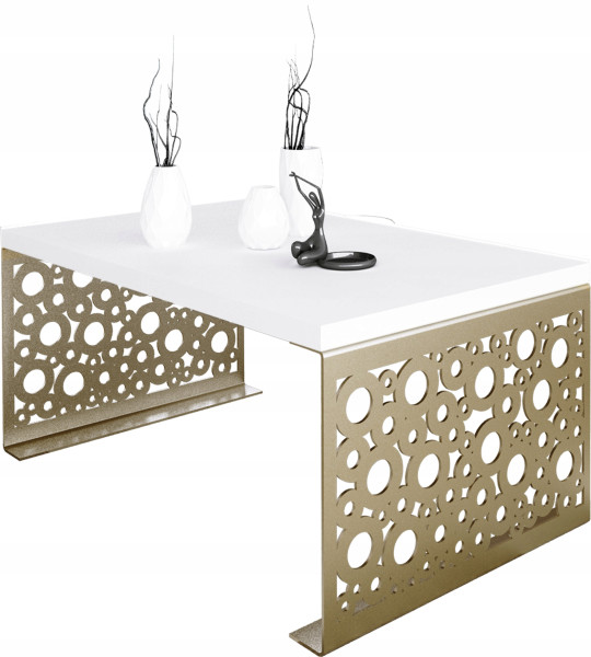 Stolik kawowy Koła Nowoczesna Ława Loft Metal Złoty+Biały Mat 917134