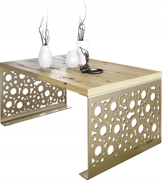 Stolik kawowy Koła Nowoczesna Ława Loft Metal Złoty+Dąb Artisan 917131