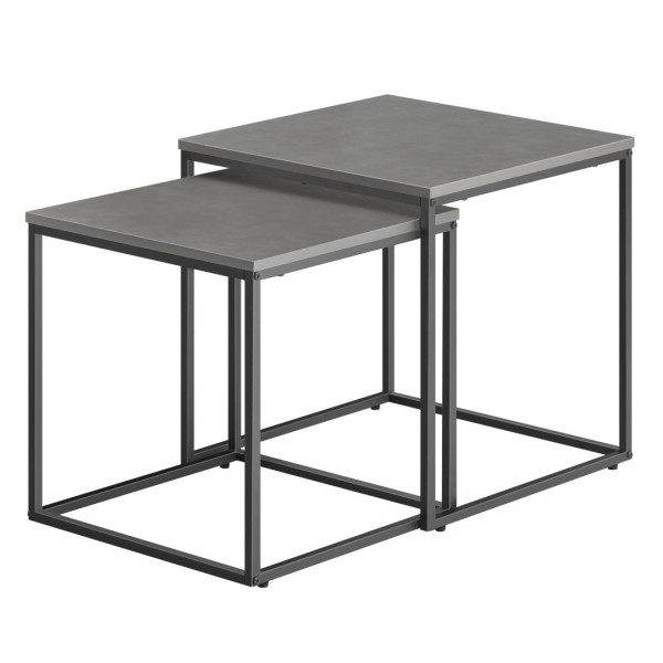 Stolik kawowy kwadrat 2szt - beton / nogi czarne 250286