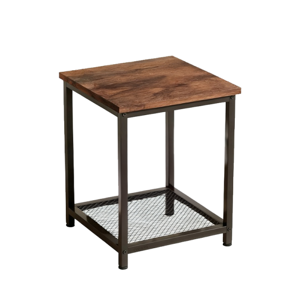 Stolik kawowy kwadratowy pomocniczy boczny z półką retro vintage loft 55 cm 865138
