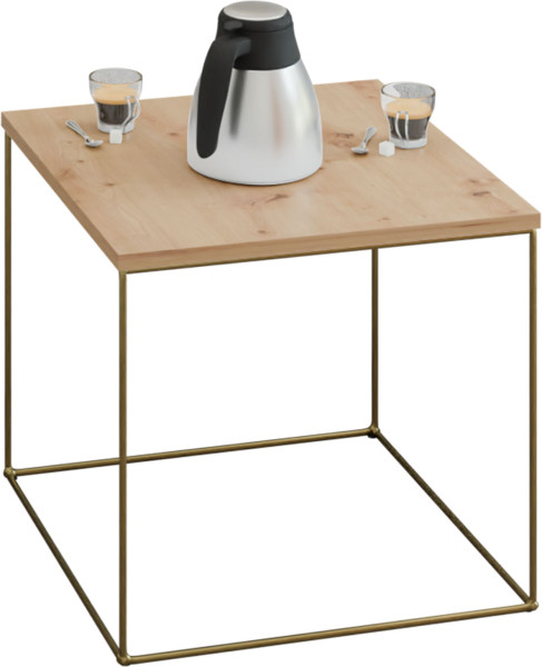Stolik Kawowy Kwadratowy Z Drutu Loft Glamour Złoty+Dąb Artisan 913614