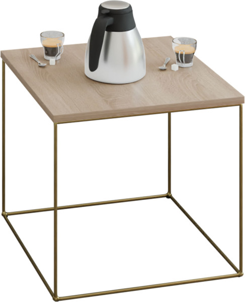 Stolik Kawowy Kwadratowy Z Drutu Loft Glamour Złoty+Dąb Sonoma 913546