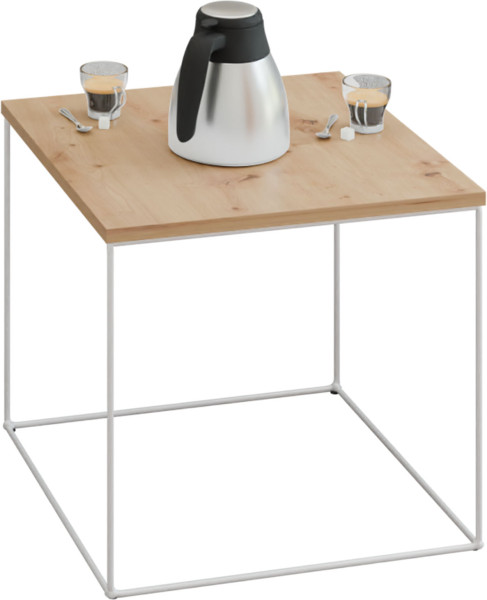 Stolik Kawowy Kwadratowy Z Drutu Loft Industrial Biały Mat+Dąb Artisan 913603
