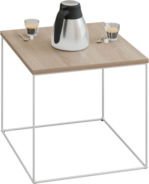 Stolik Kawowy Kwadratowy Z Drutu Loft Industrial Biały Mat+Dąb Sonoma 913602