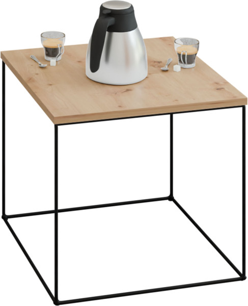 Stolik Kawowy Kwadratowy Z Drutu Loft Industrial Czarny Mat+Dąb Artisan 913581