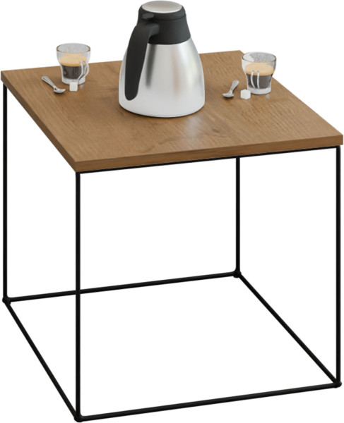 Stolik Kawowy Kwadratowy Z Drutu Loft Industrial Czarny Mat+Dąb Lancelot 913633