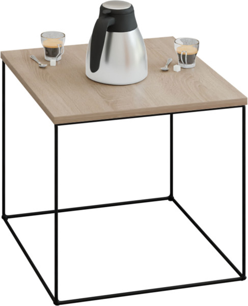 Stolik Kawowy Kwadratowy Z Drutu Loft Industrial Czarny Mat+Dąb Sonoma 913627