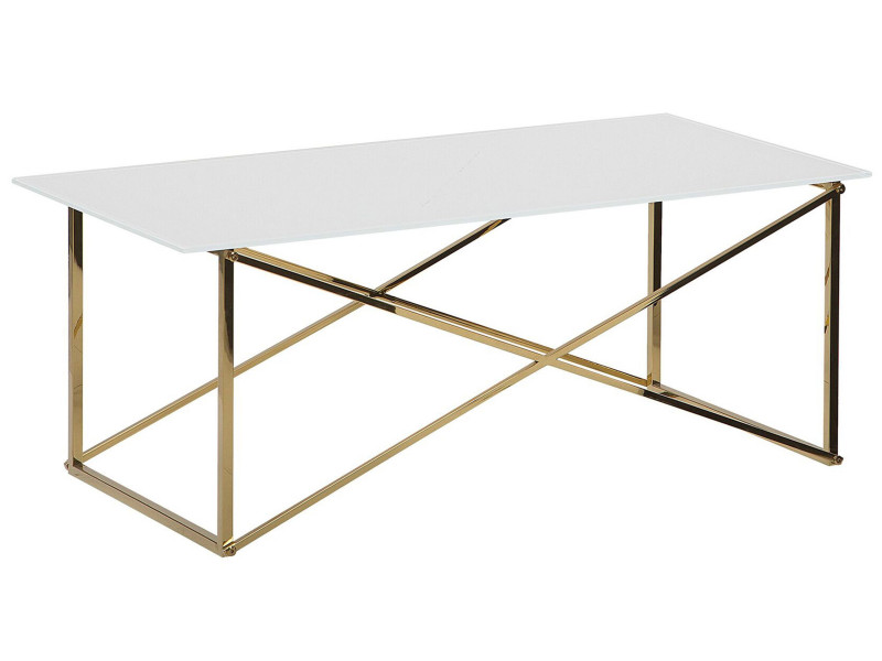 Stolik kawowy ława 50 x 100 cm biały złoty 63153