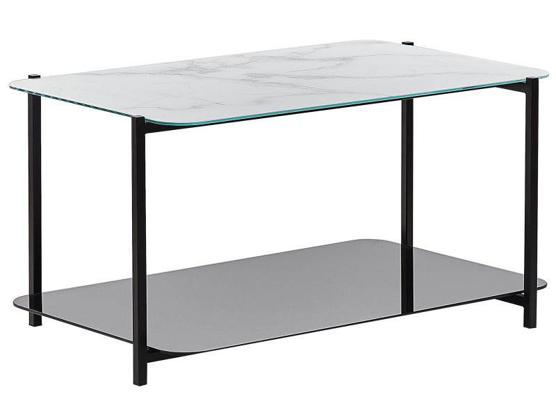 Stolik kawowy ława 77 x 47 cm efekt marmuru czarny 63341