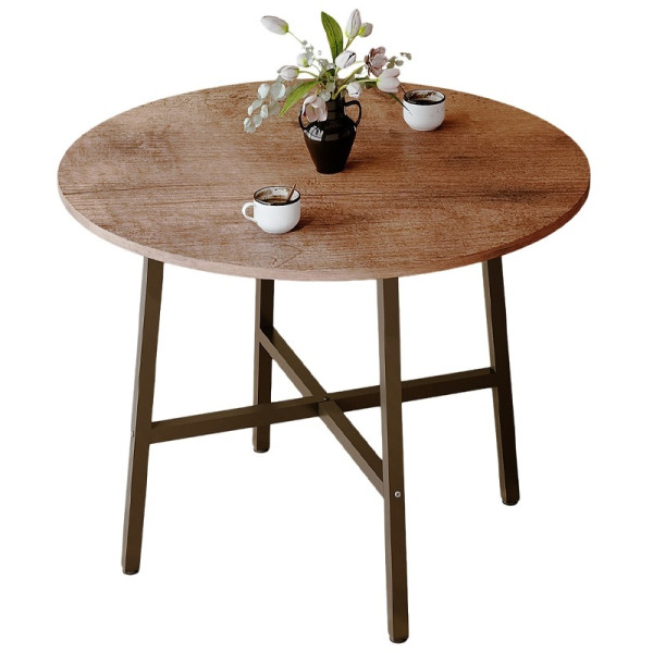 Stolik kawowy ława industrialny okrągły do salonu retro brąz loft vintage 960044