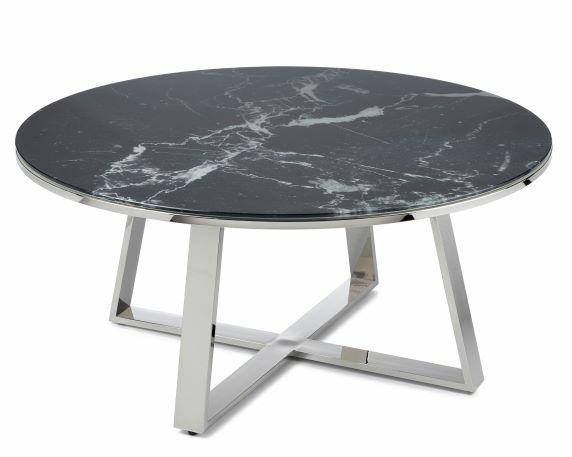 Stolik kawowy ława metalowy srebrny szklany glamour 100 cm 383266
