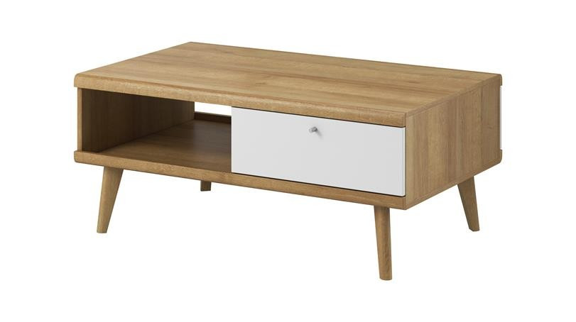 Stolik kawowy ława PRIMO 107 cm Biały + Dąb Riviera 400936