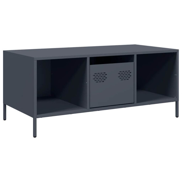 Stolik Kawowy Ława Stół Antracytowy Metalowy 101.5x50x43.5 Przegródki 736316